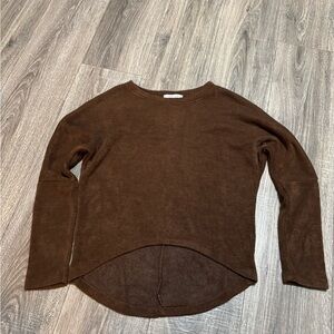 FAVLUX Brown Pullover Sweater Crew Neck Long Sleeve Solid Women's Size S